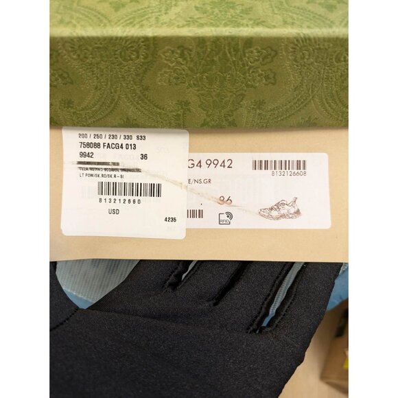 Gucci Tela Retino Mesh Crystal Suede GG Monogram Run Sneakers Light Powder Skin - Picture 12 of 14